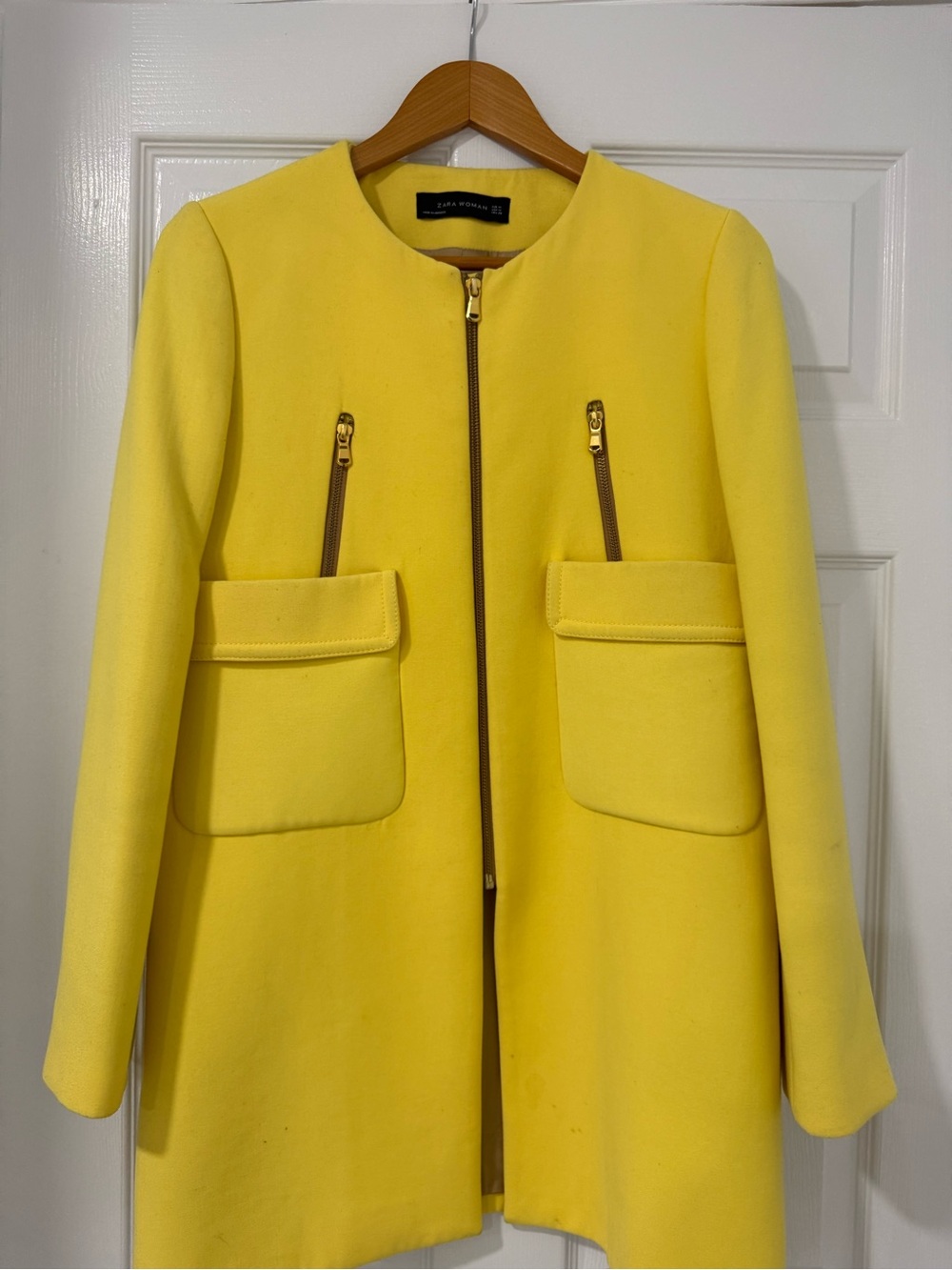 Zara Bright Yellow Zip-Front Blazer